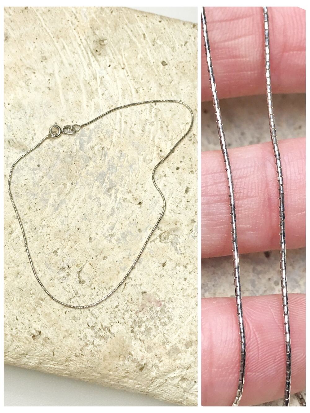 Aurafin Signed 14K Gold White 10in 1.56 gram Boston Link Serpentine Chain Anklet